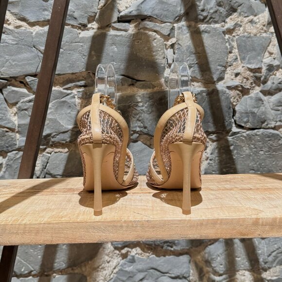 Bottega Veneta Beige Stretch Mesh Chain D'Orsay Pumps - Picture 4 of 9